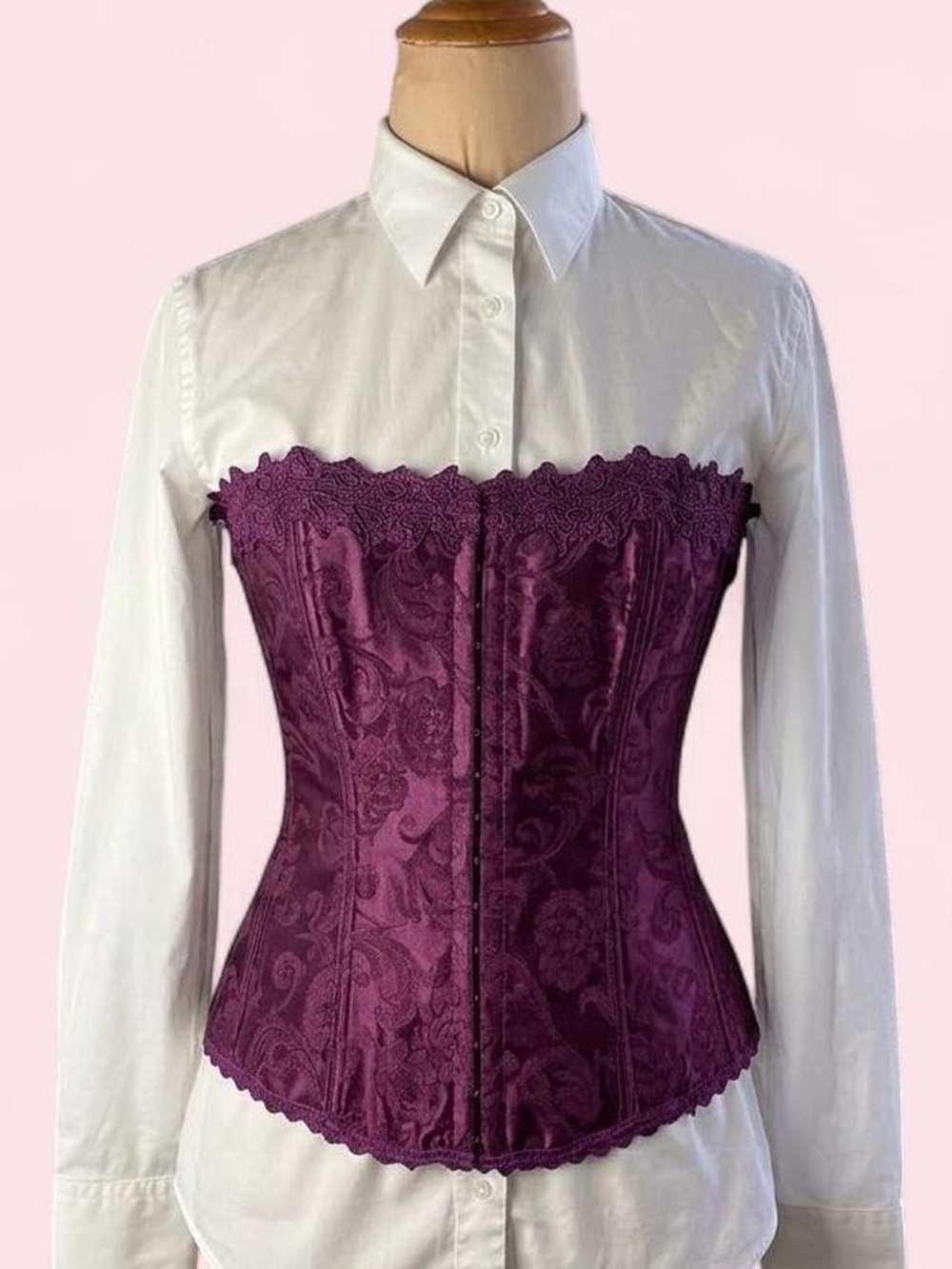 Vintage Frederick's of Hollywood Purple Lace Corset Top